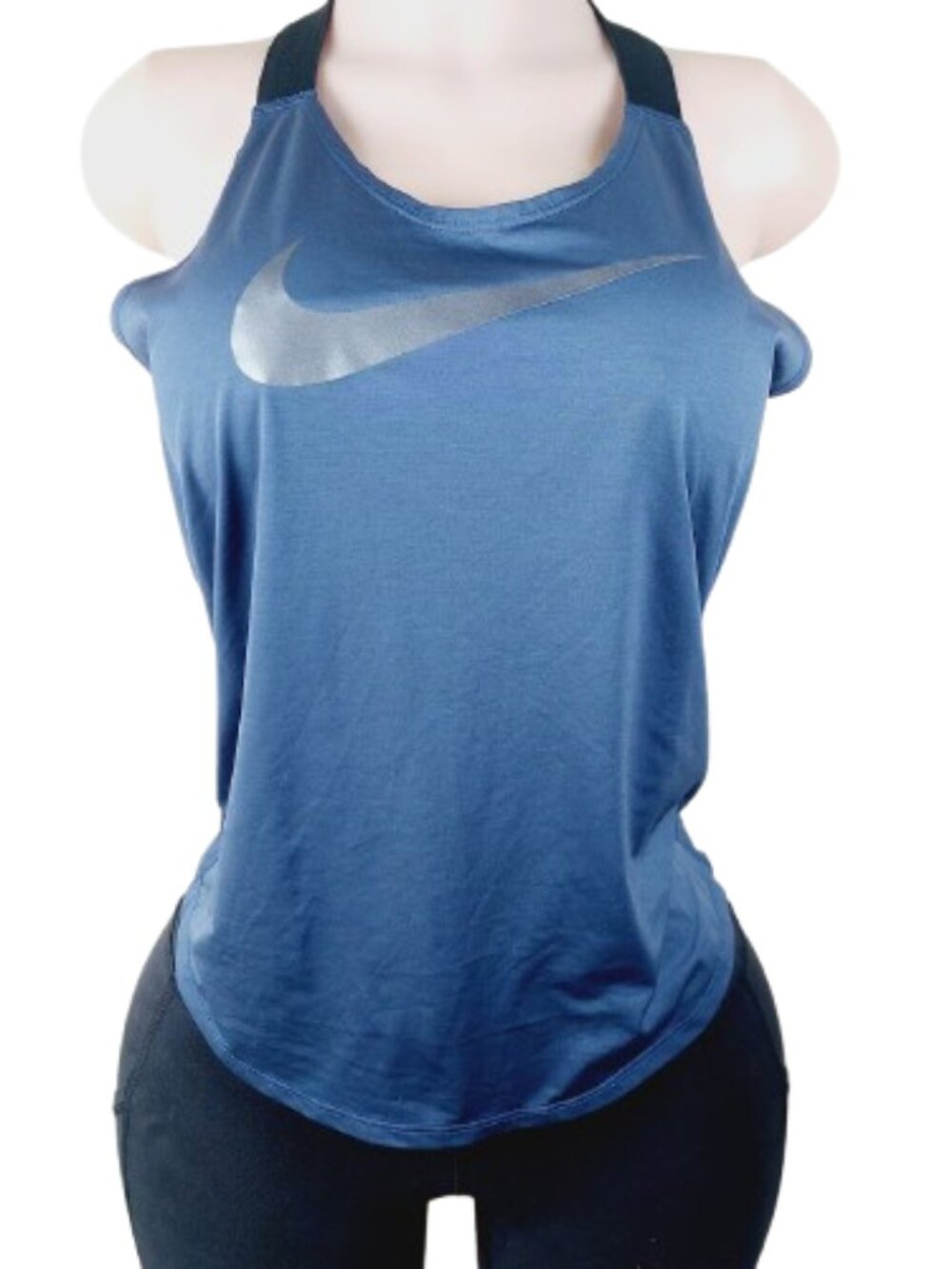Nike Women's Blue Black Dri-FIT Sleeveless Breathe Elastika Training Tank Size M